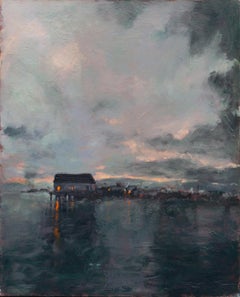 Vintage 'Provincetown, Dusk', Evening Seascape, Massachusetts Harbor Lights 