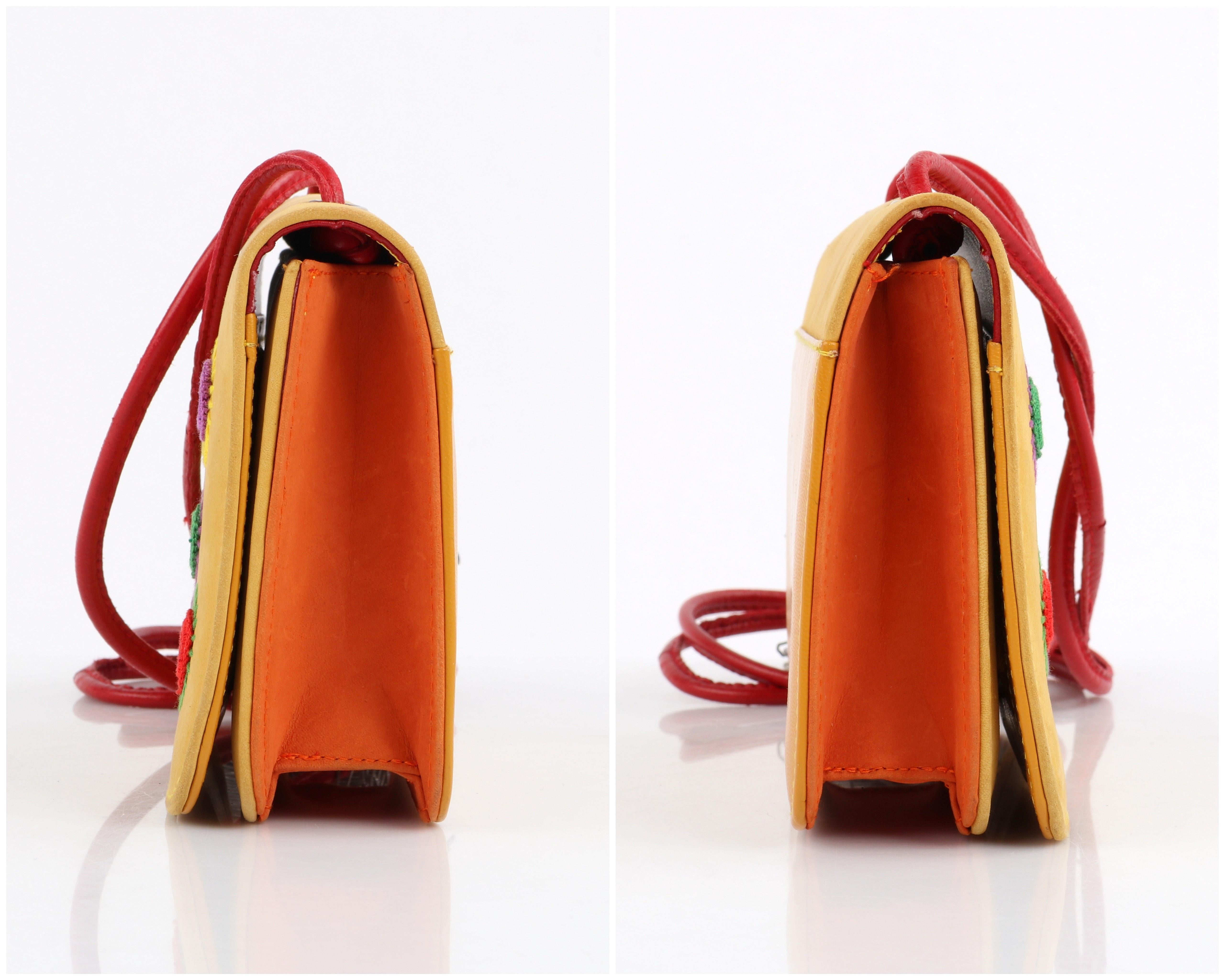 DONALD J PLINER c.1980's/90's Suede Leather Embroidered Crossbody Shoulder Bag 1