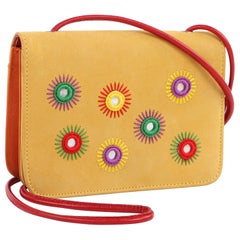 DONALD J PLINER ca. 1980er/90er Jahre Wildleder bestickte Crossbody-Umhängetasche