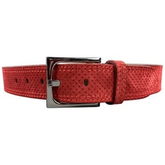 DONALD J PLINER Franco Perforated Size 30 Red Suede Belt