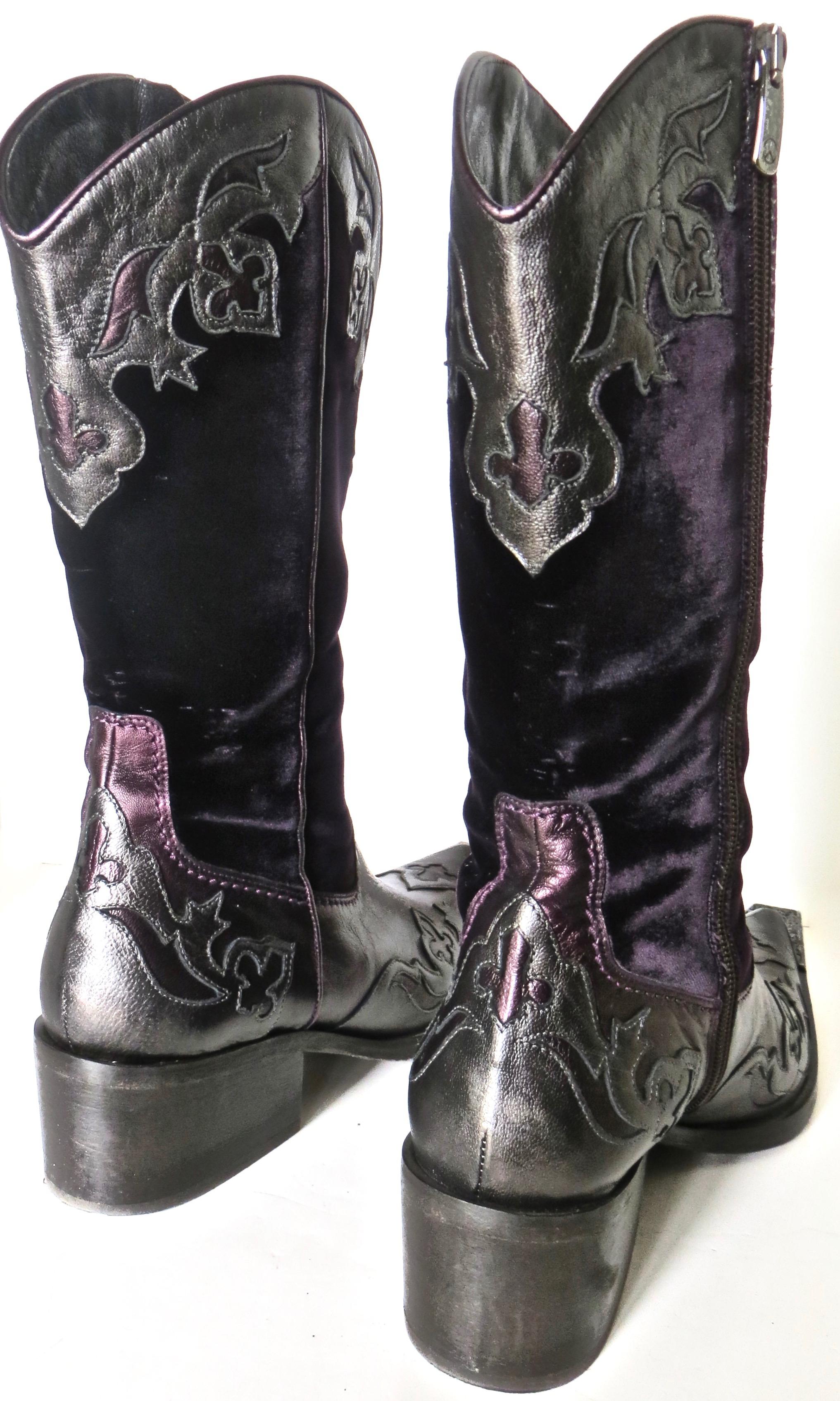 Italian Donald J. Pliner Lady's Vintage Western Boots For Sale