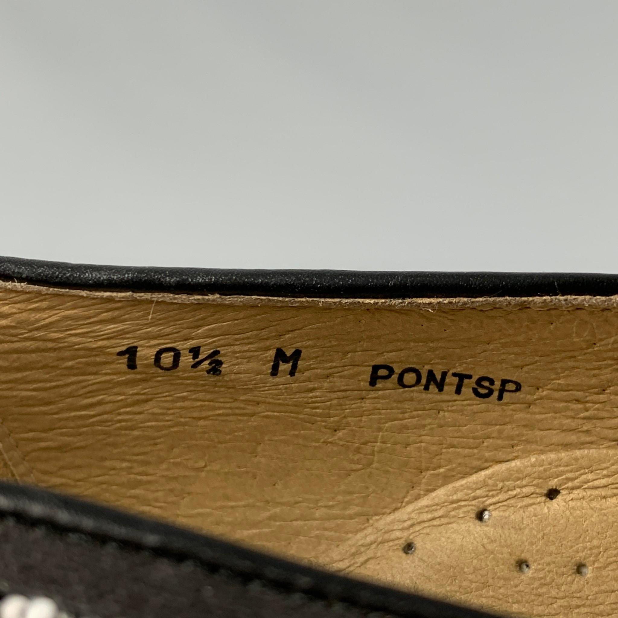 DONALD J PLINER Size 11.5 Black & White Beaded Leather Slip On Loafers 1