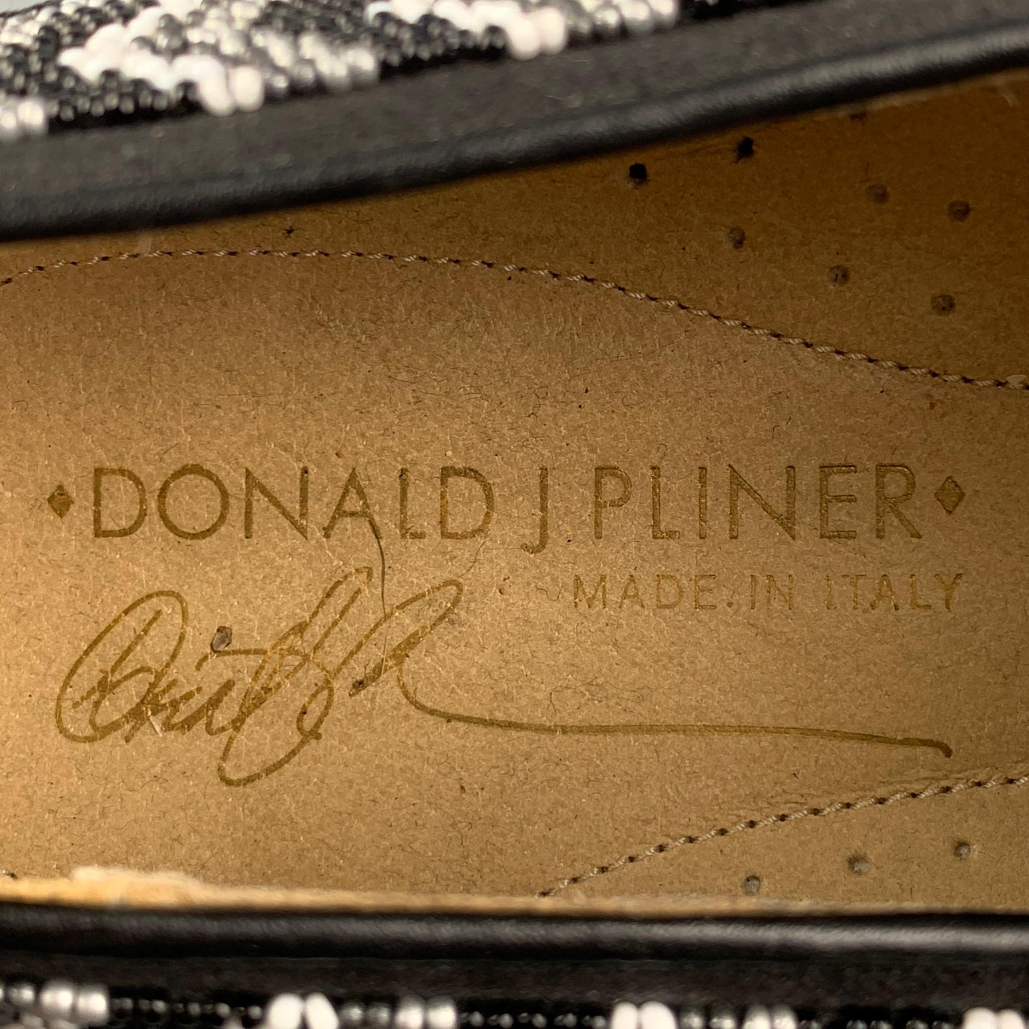 DONALD J PLINER Size 11.5 Black & White Beaded Leather Slip On Loafers 2