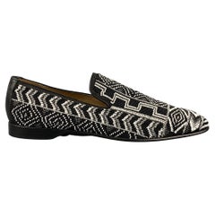 DONALD J PLINER Size 11.5 Black & White Beaded Leather Slip On Loafers