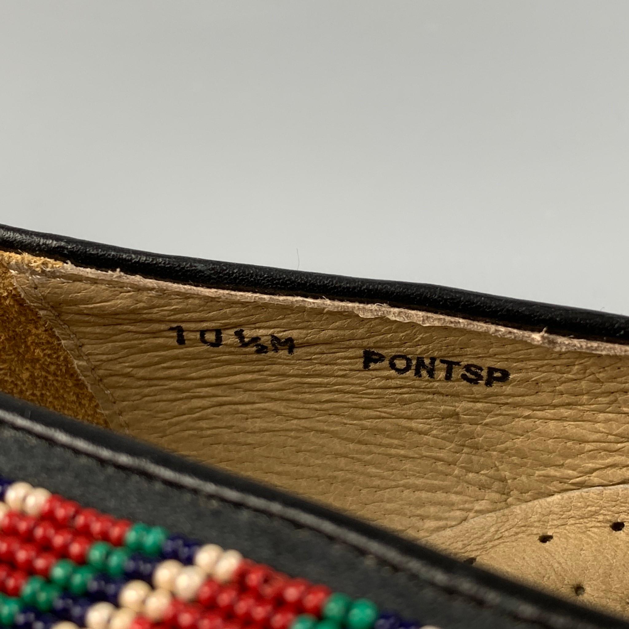 Men's DONALD J PLINER Size 11.5 Red Beaded Leather Slip On Loafers