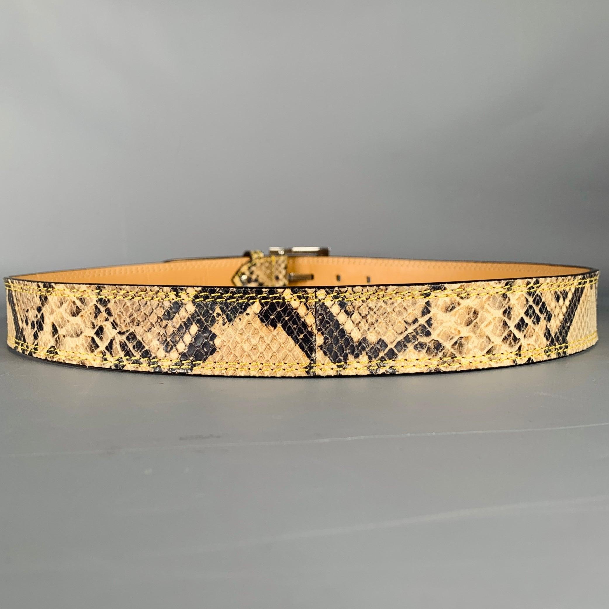 DONALD J PLINER Size 38 Beige Brown Animal Print Faux Leather Belt In Good Condition In San Francisco, CA