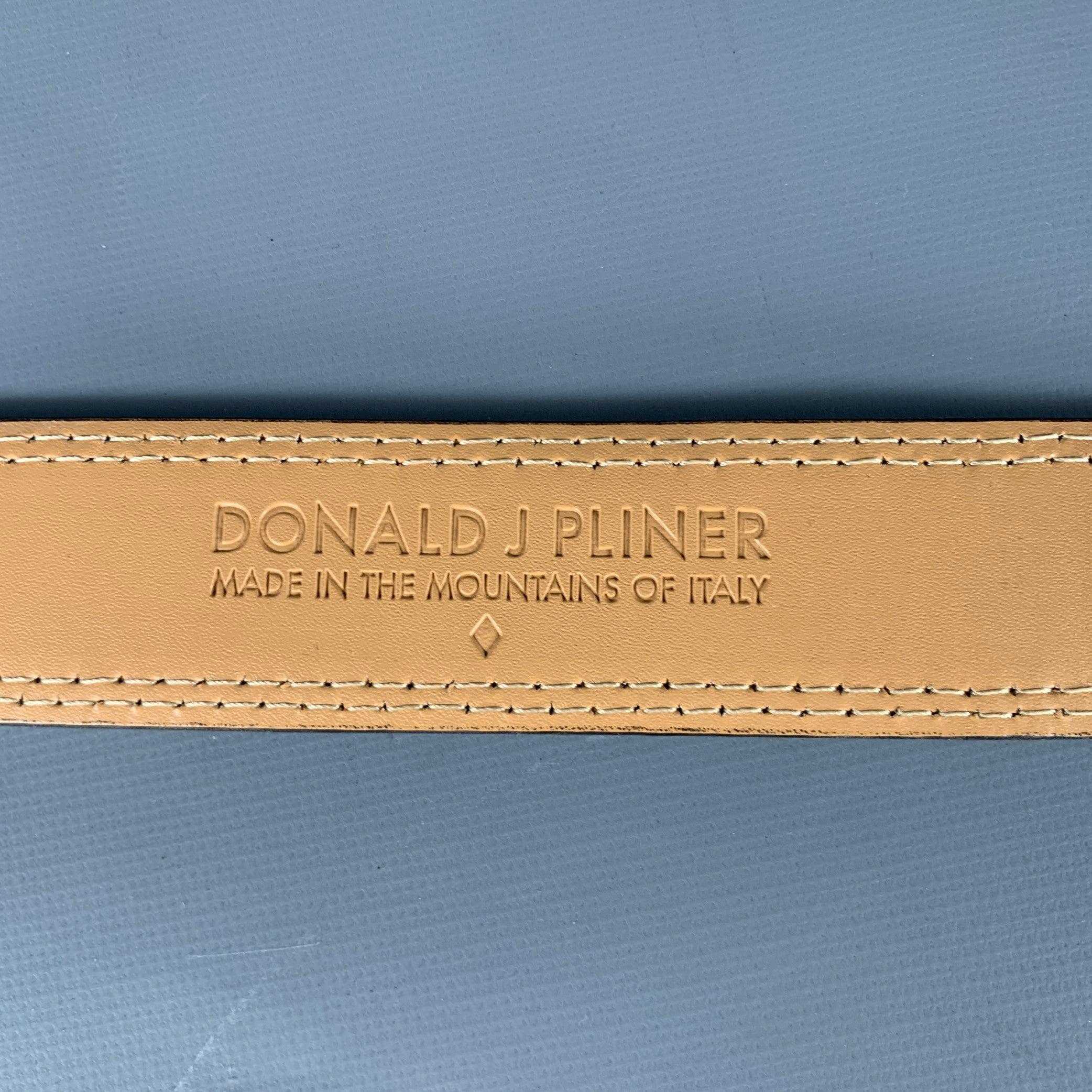 DONALD J PLINER Size 38 Beige Brown Animal Print Faux Leather Belt 1