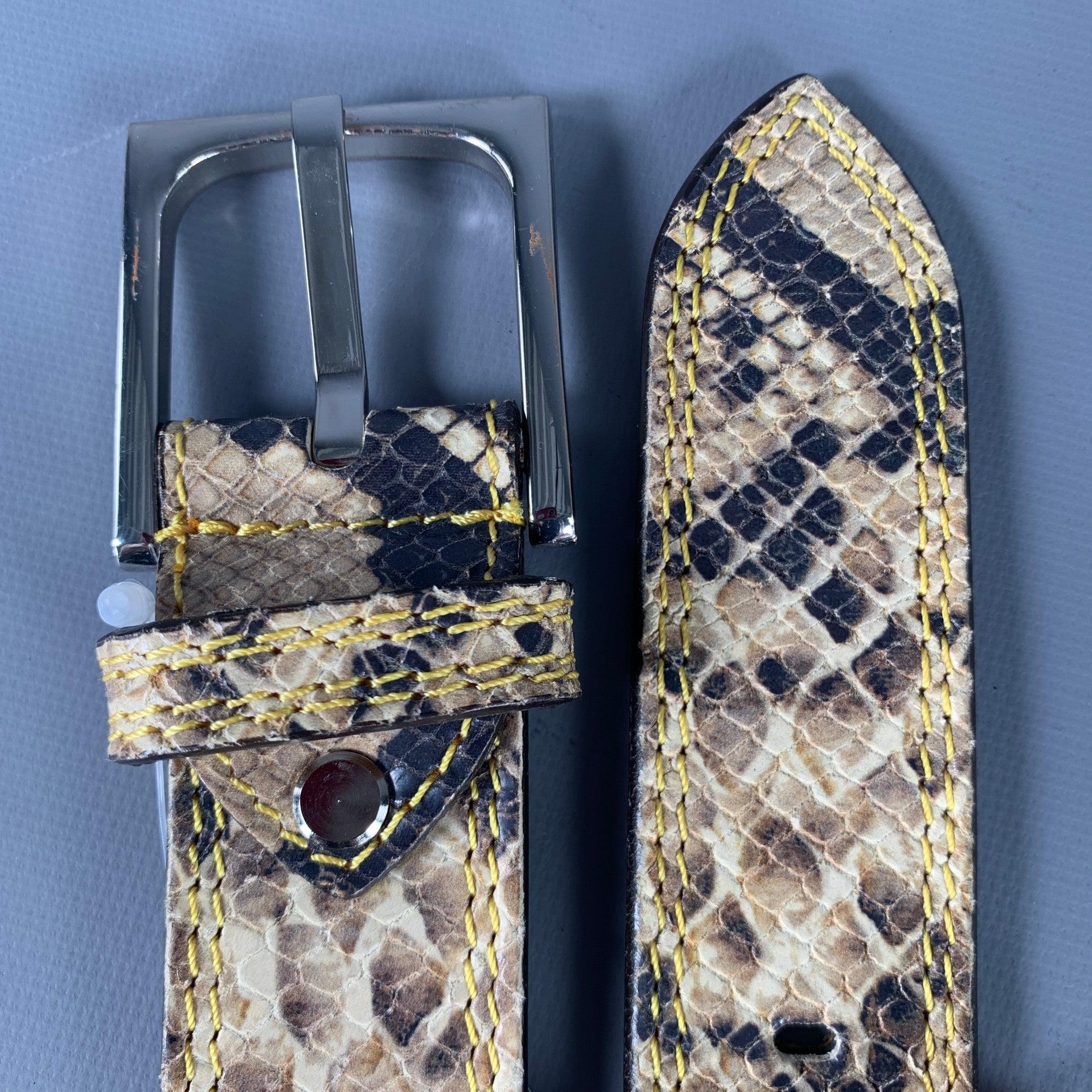 DONALD J PLINER Size 38 Beige Brown Animal Print Faux Leather Belt 3