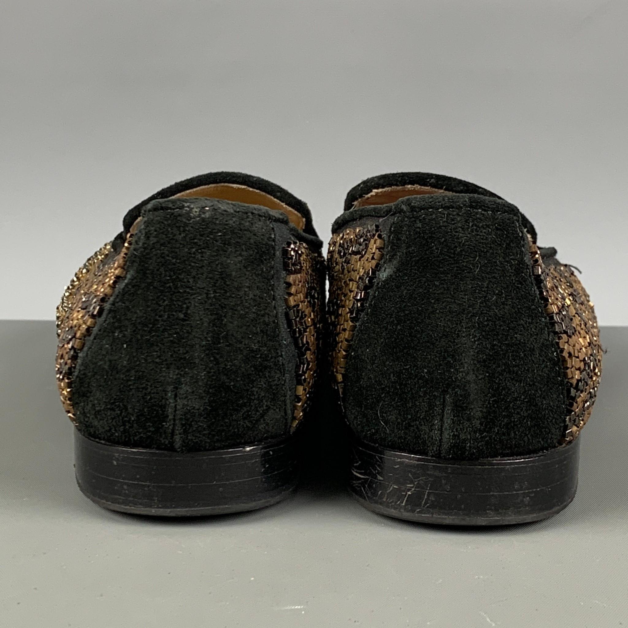 Men's DONALD J PLINER Size 8.5 Black Gold Slip On Flats