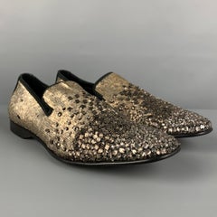 DONALD J PLINER Size 8.5 Gold Silver Beaded Leather Slip On Loafers