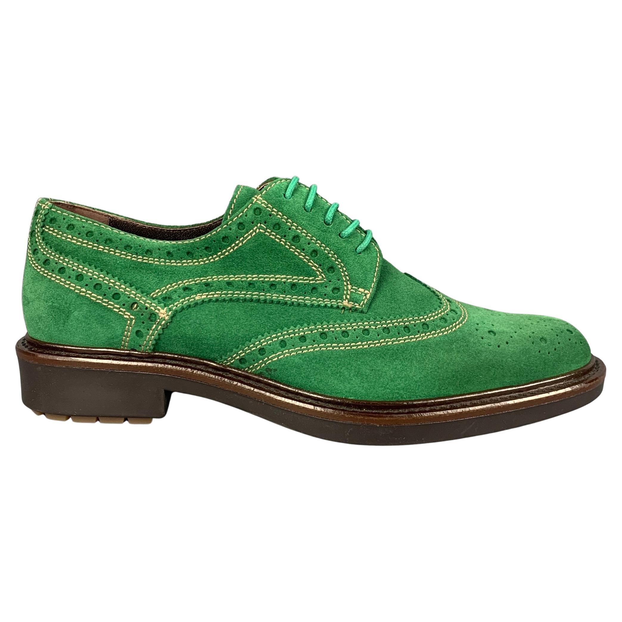 DONALD J PLINER Size 8.5 Green Perforated Suede Wingtip Lace Up Shoes