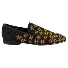 DONALD J PLINER Size 9 Black Gold Stars Beaded Leather Slip On Loafers