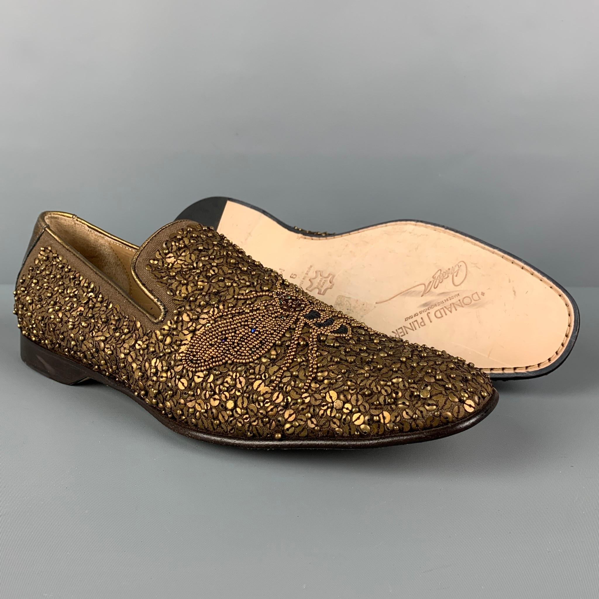 gold sparkly loafers