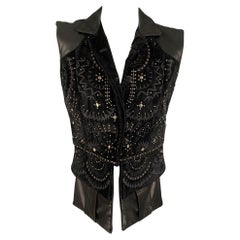 DONALD J PLINER Gilet con bottoni e borchie in pelle nera taglia unica