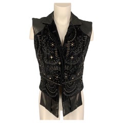 DONALD J PLINER Size One Size Black Leather Studded Buttoned Vest