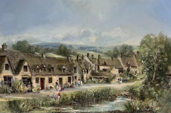 Arlington Row Bibury The Cotswolds England Original Signed Oil Painting