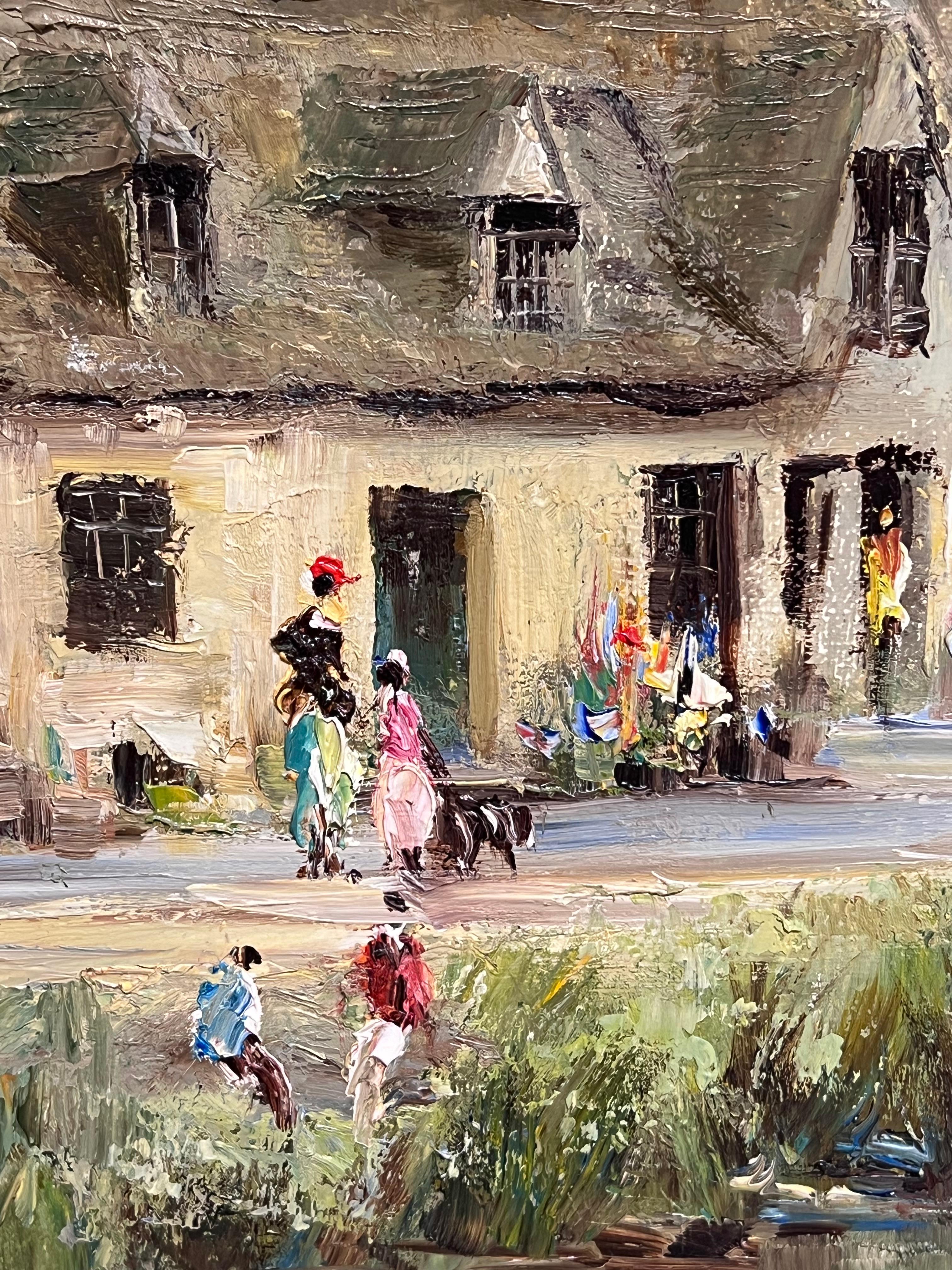 Arlington Row Bibury The Cotswolds England Original signiertes Ölgemälde im Angebot 1