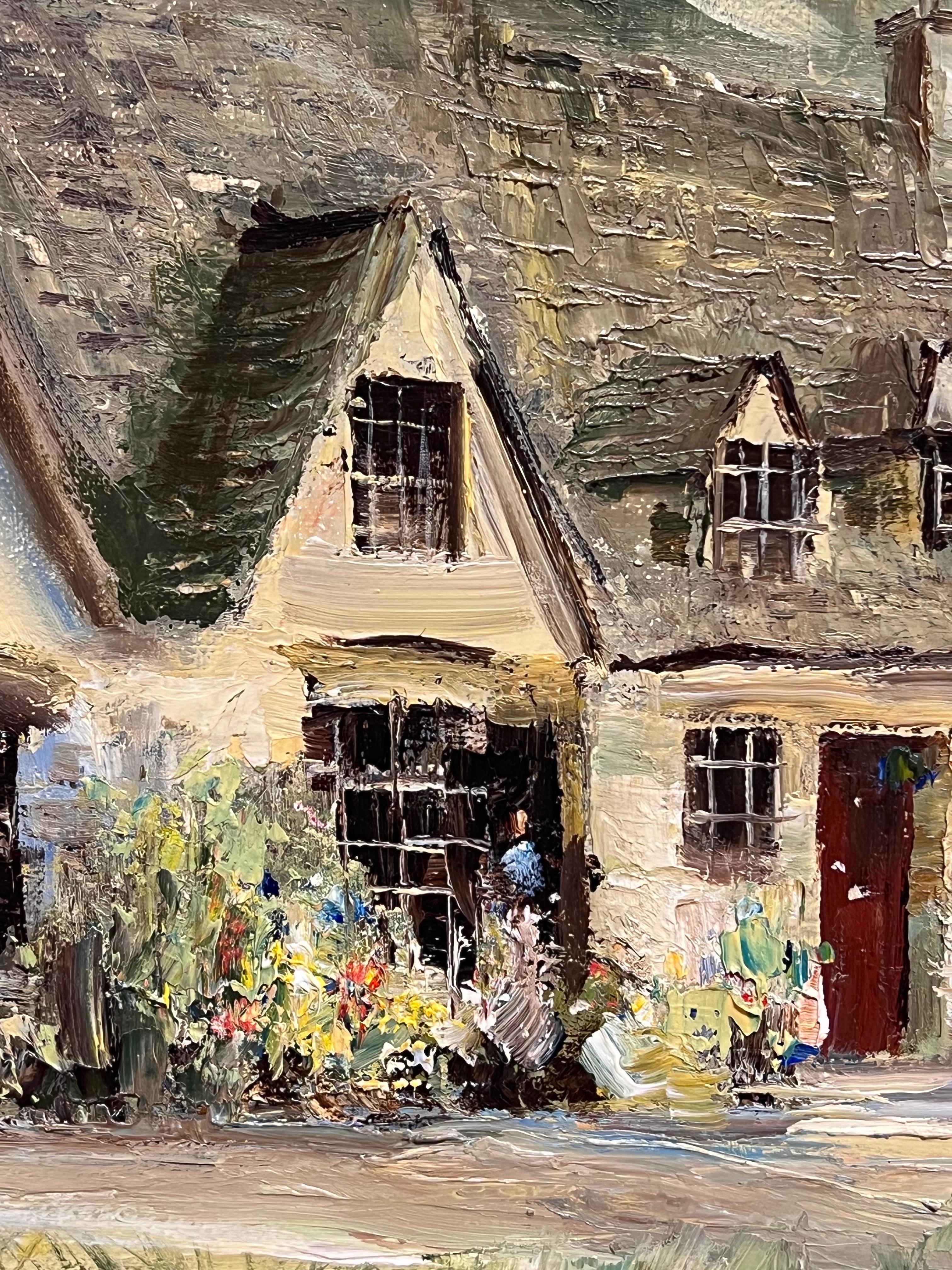 Arlington Row Bibury The Cotswolds England Original signiertes Ölgemälde im Angebot 3