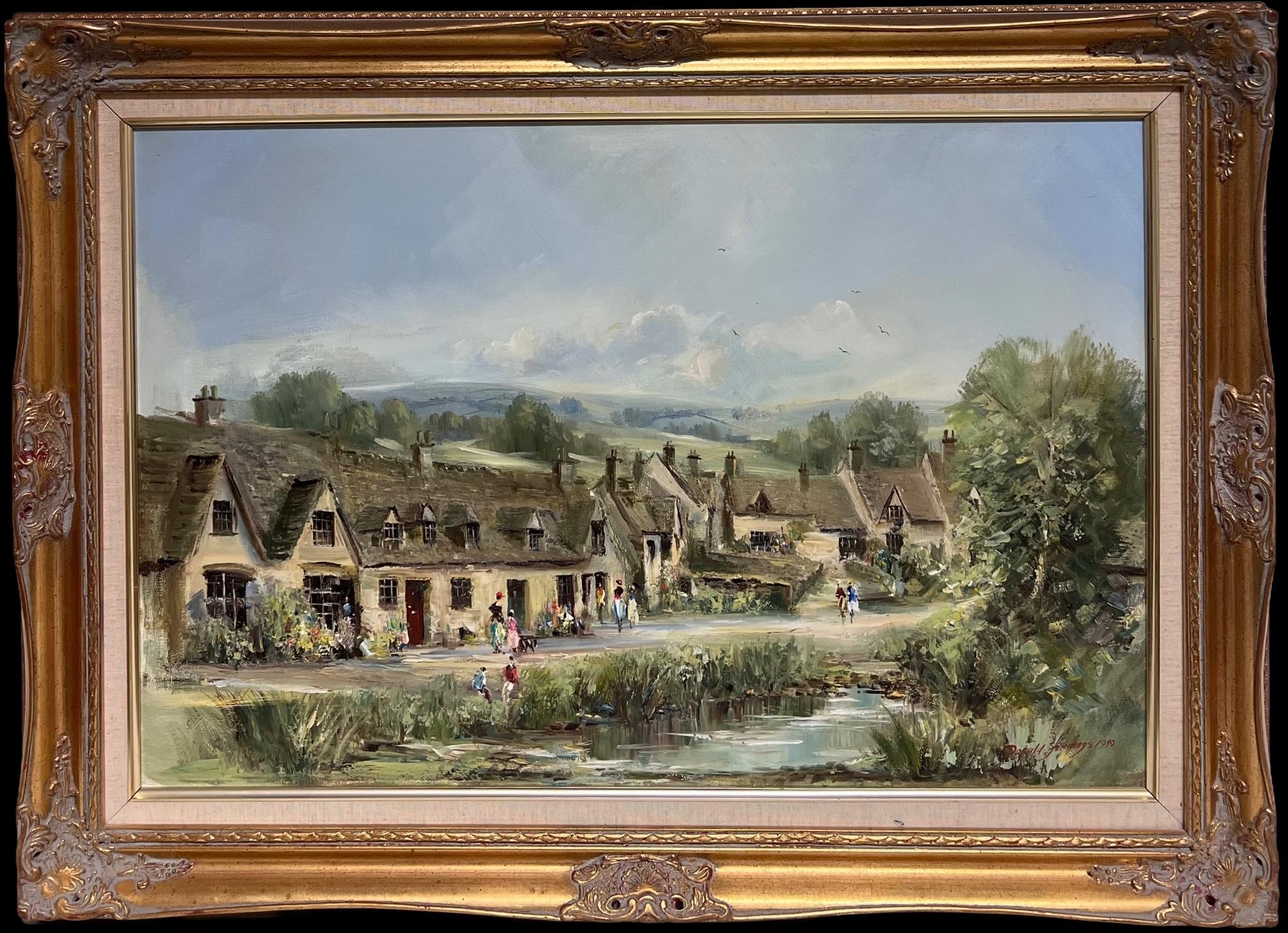 Arlington Row Bibury The Cotswolds England Original signiertes Ölgemälde