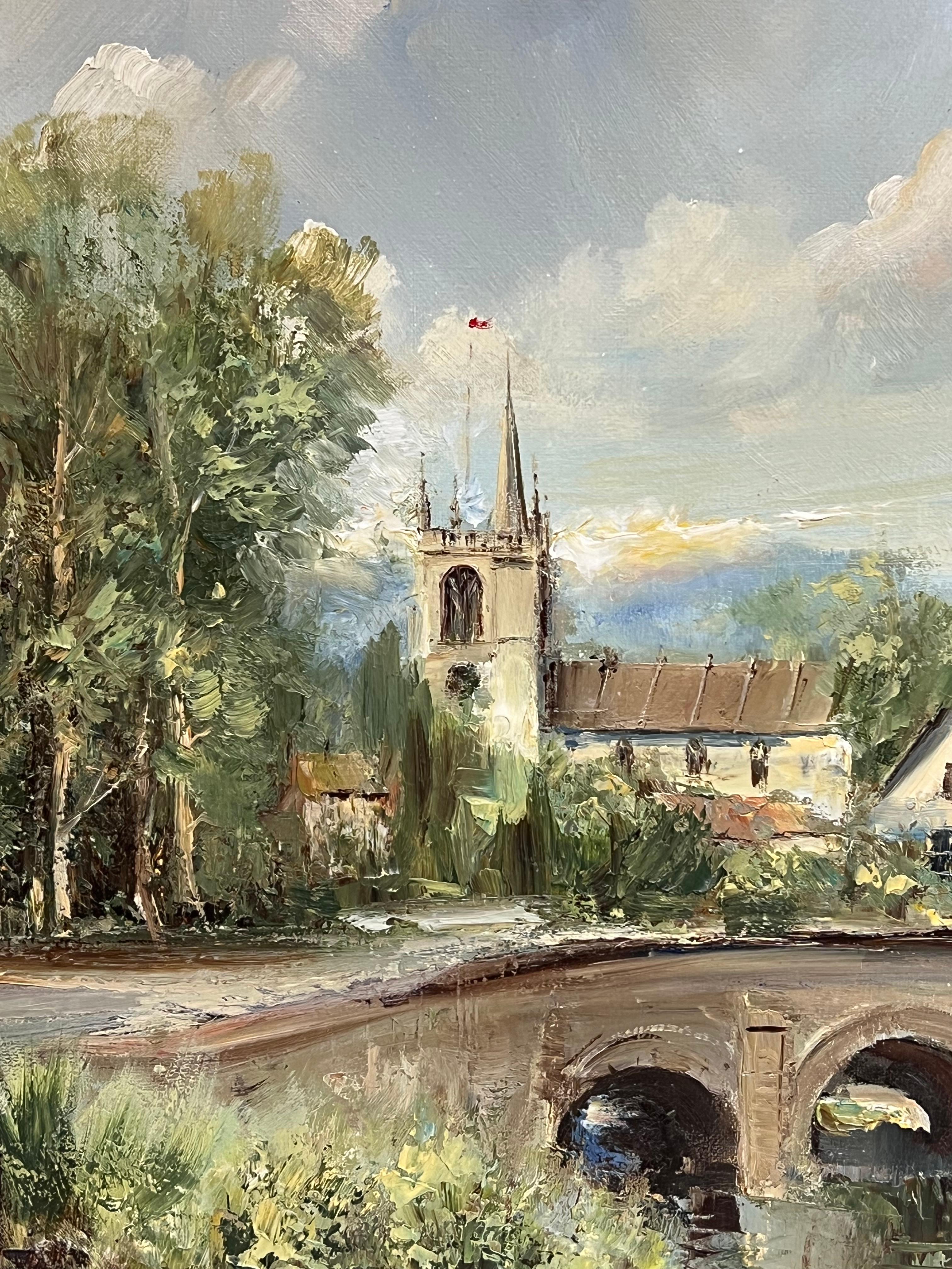 Castle Combe Die Cotswolds England Original signiert Ölgemälde Das Dorf im Angebot 3