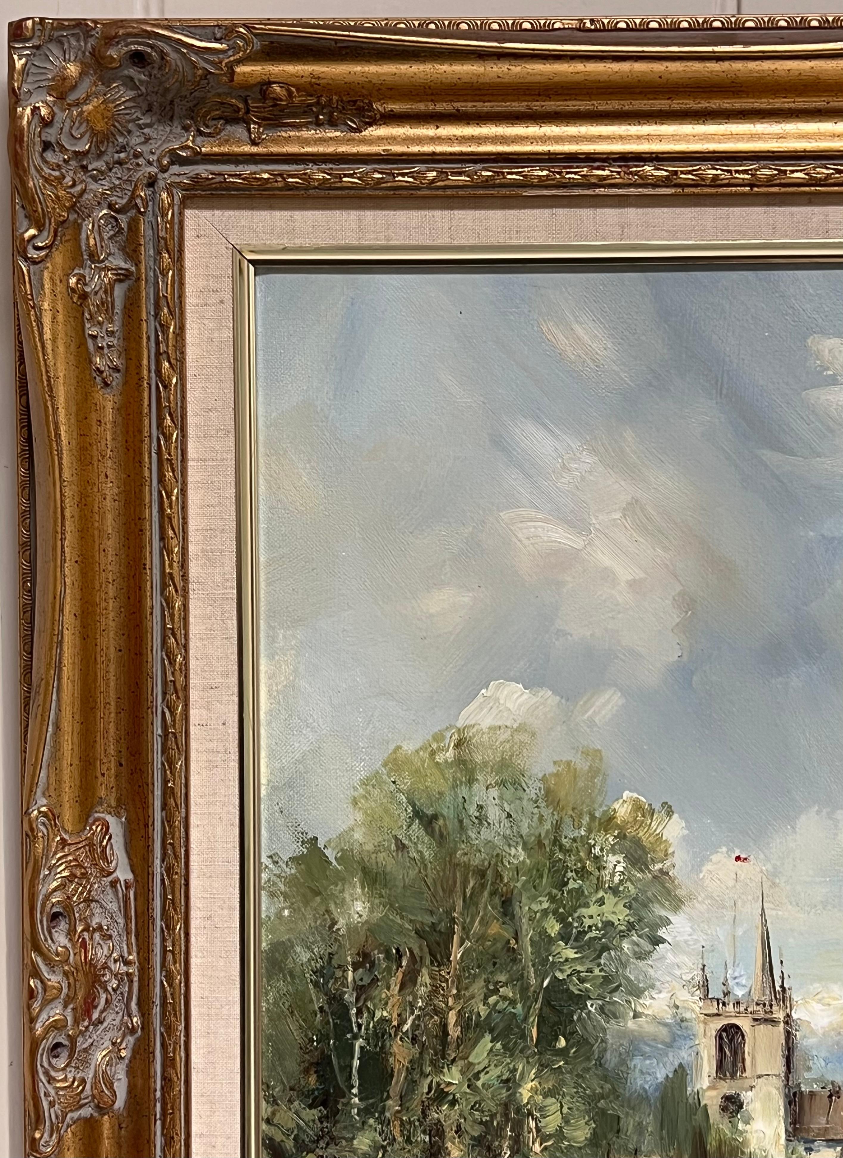 Castle Combe Die Cotswolds England Original signiert Ölgemälde Das Dorf im Angebot 4