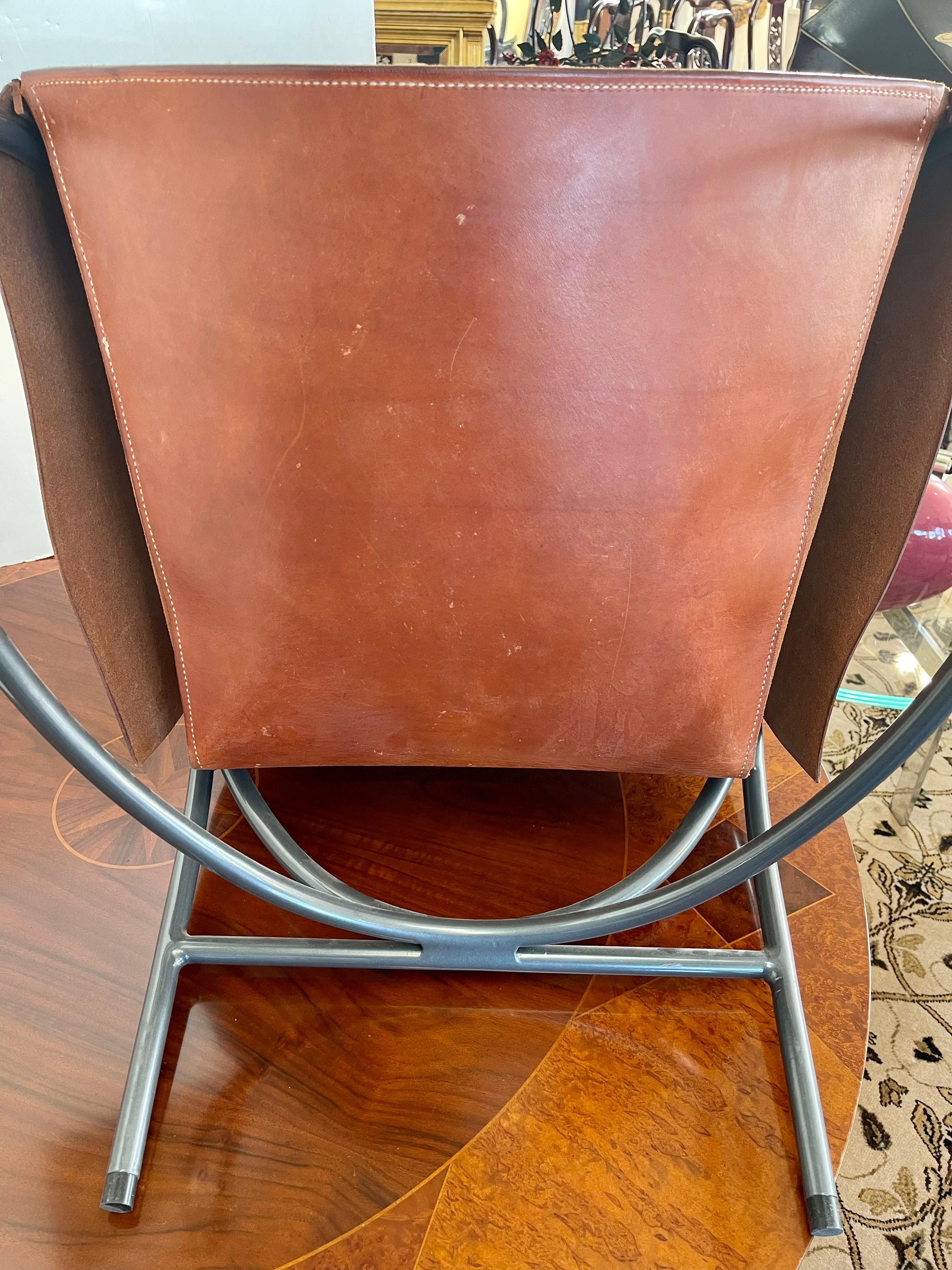 Leather Lounge Chair circa 1980s 7