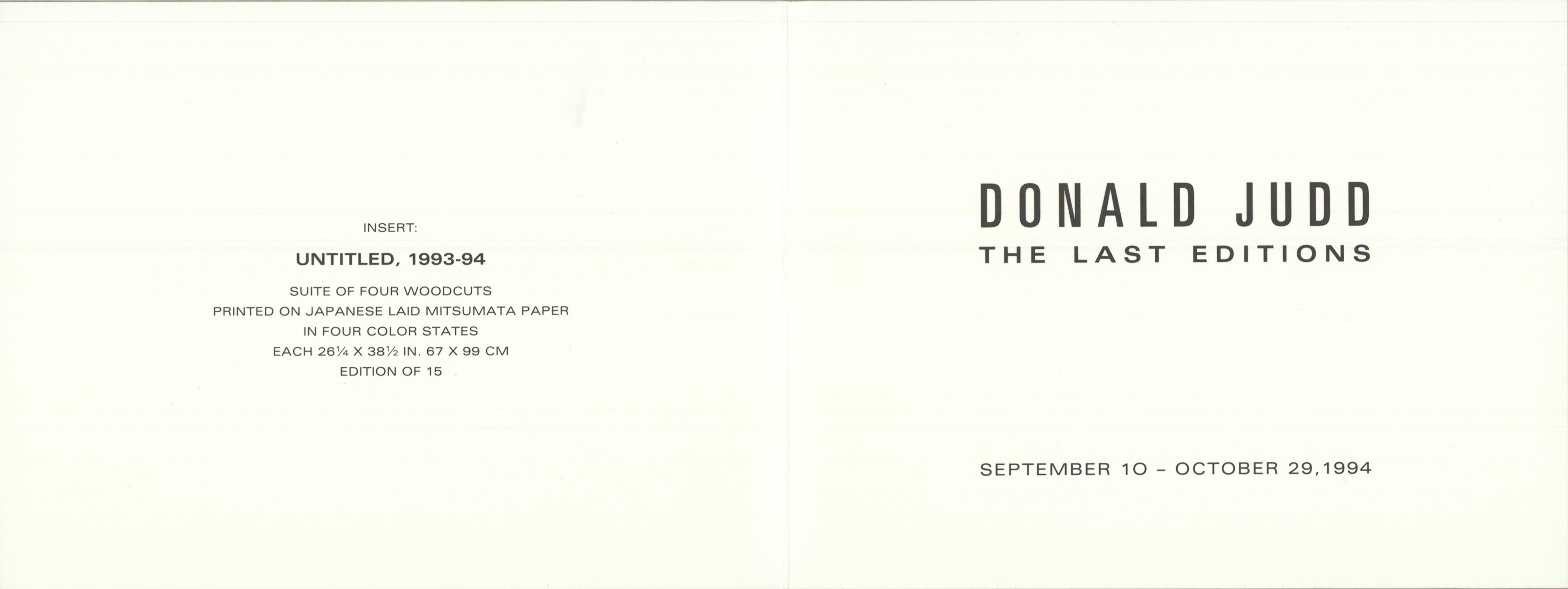 Últimas ediciones de Donald Judd en Brooke Alexander, 1993-94, Vintage en venta 11