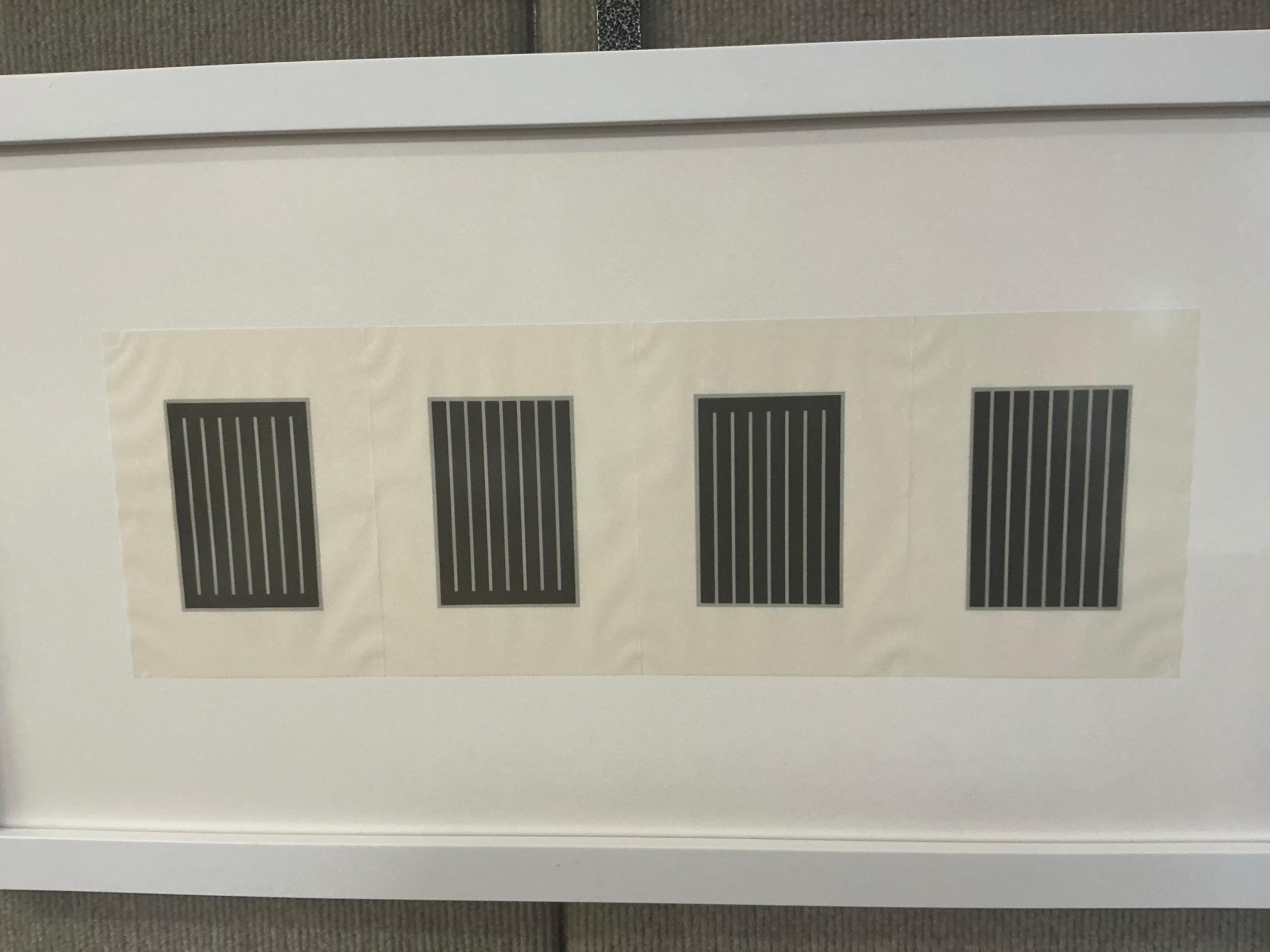 This is the original opening invitation card for Donald Judd: The Last Editions at Brooke Alexander Editions in 1994. The invitation takes the form of a postcard that opens up to reveal a folded series of images on translucent paper. The fold lines