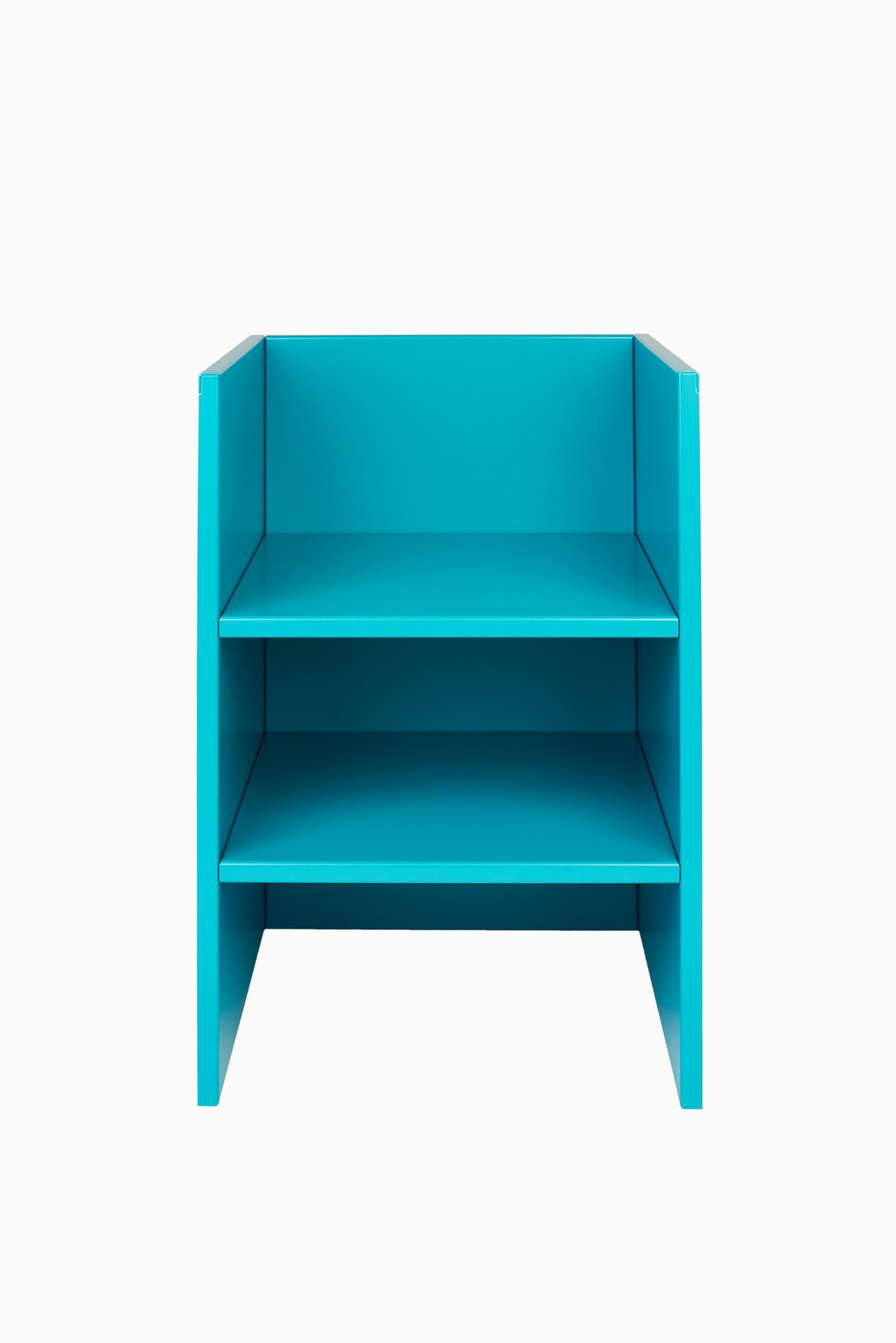 Fauteuil Judd américain minimaliste 47/48 en aluminium peint en bleu turquoise 1
