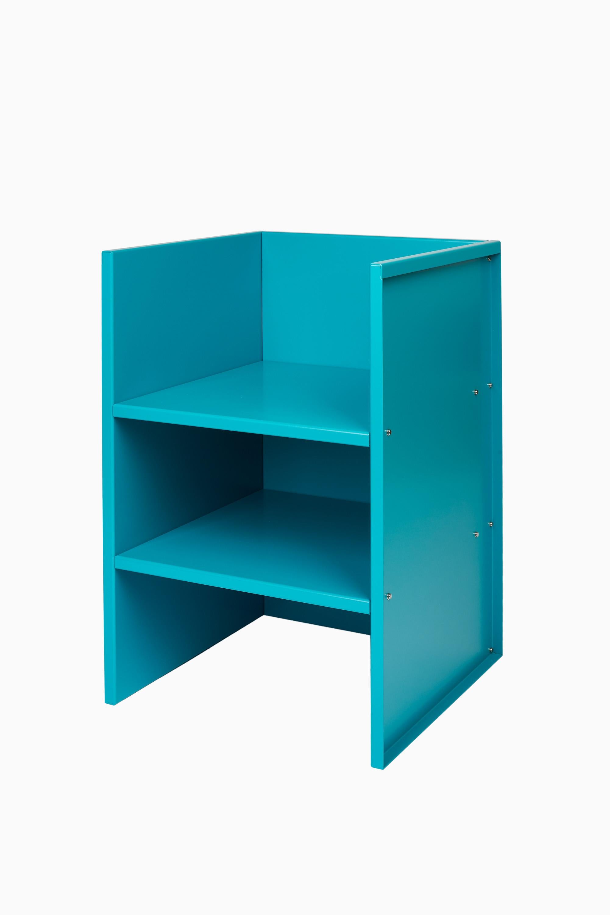 Fauteuil Judd américain minimaliste 47/48 en aluminium peint en bleu turquoise  en vente 2