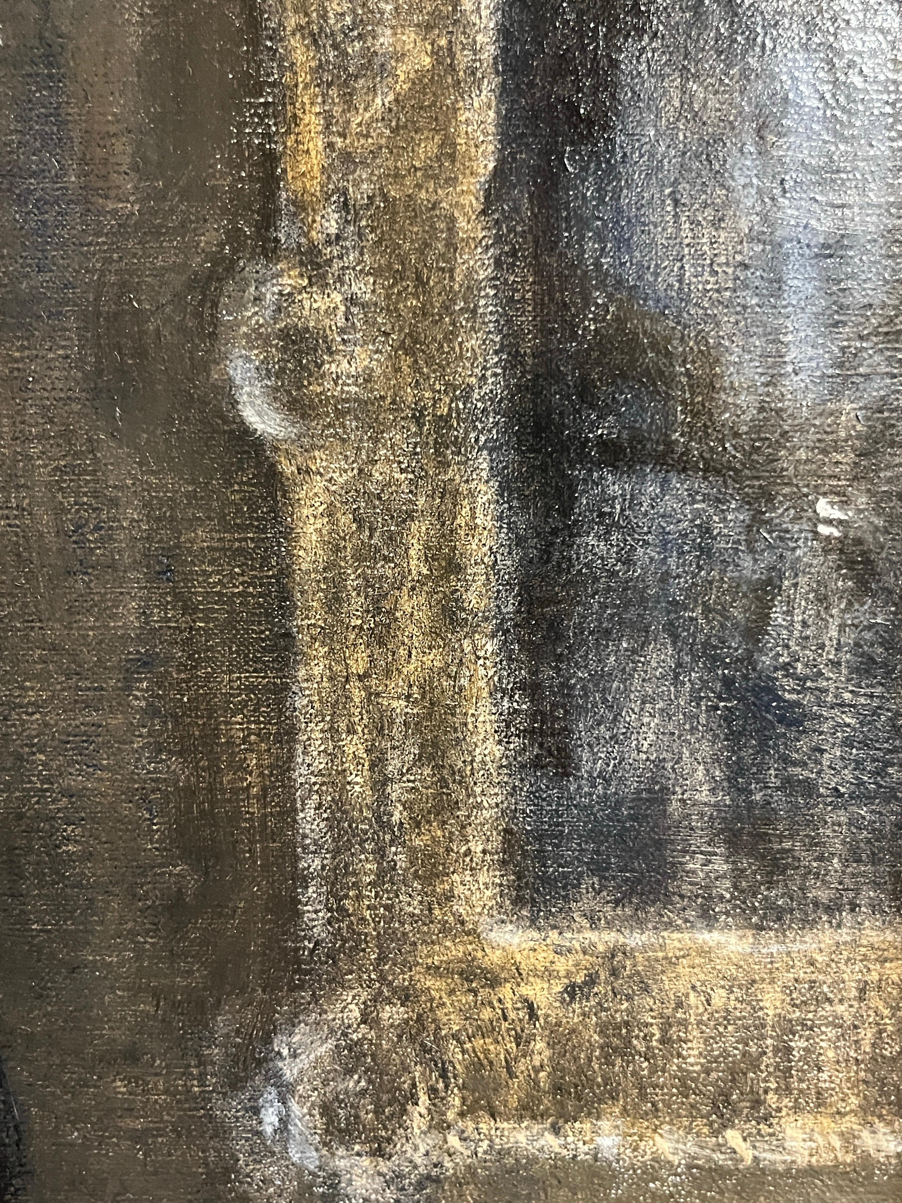 Mañana en invierno - Figurative Painting Negro de Donald Jurney