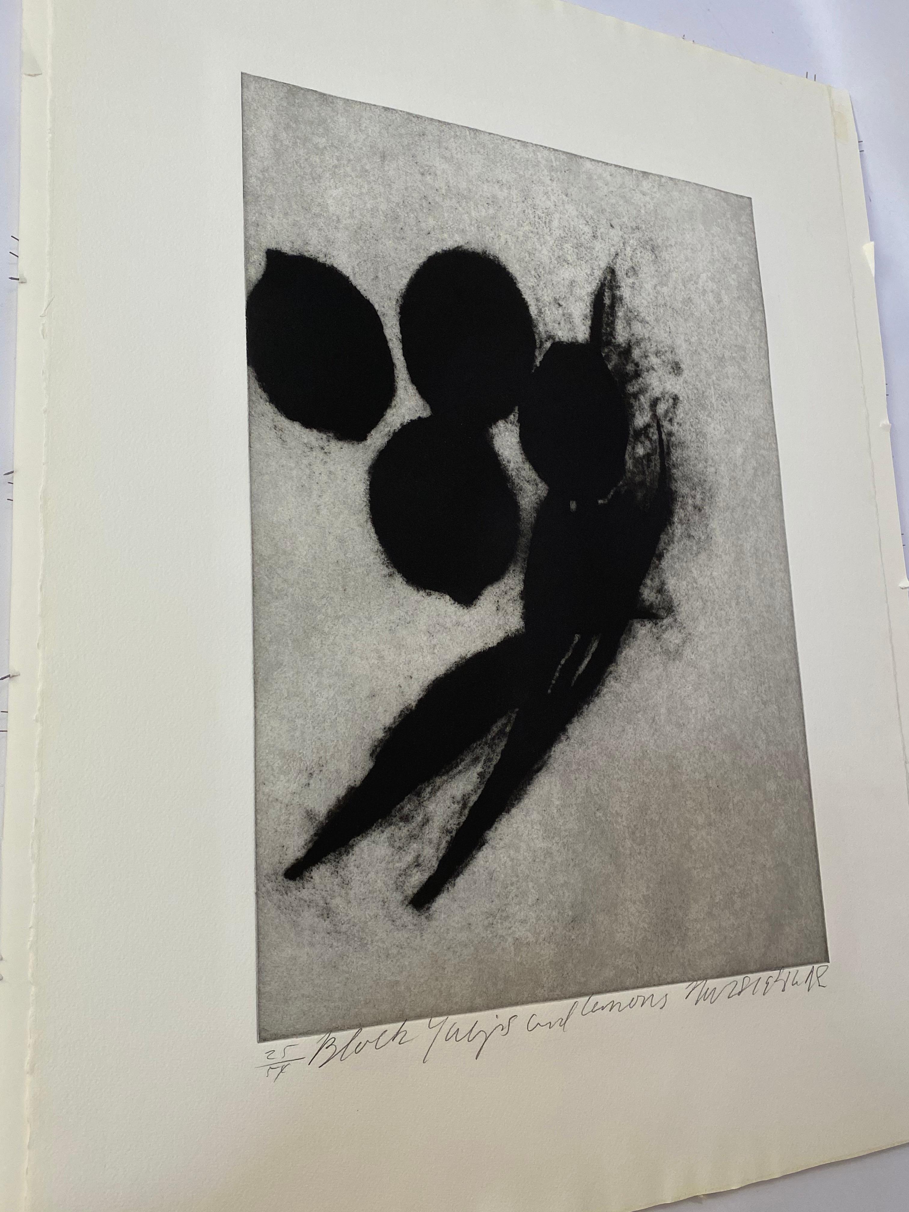 Paper Donald Keith Sultan Etching Black Tulips and Lemons, 1986