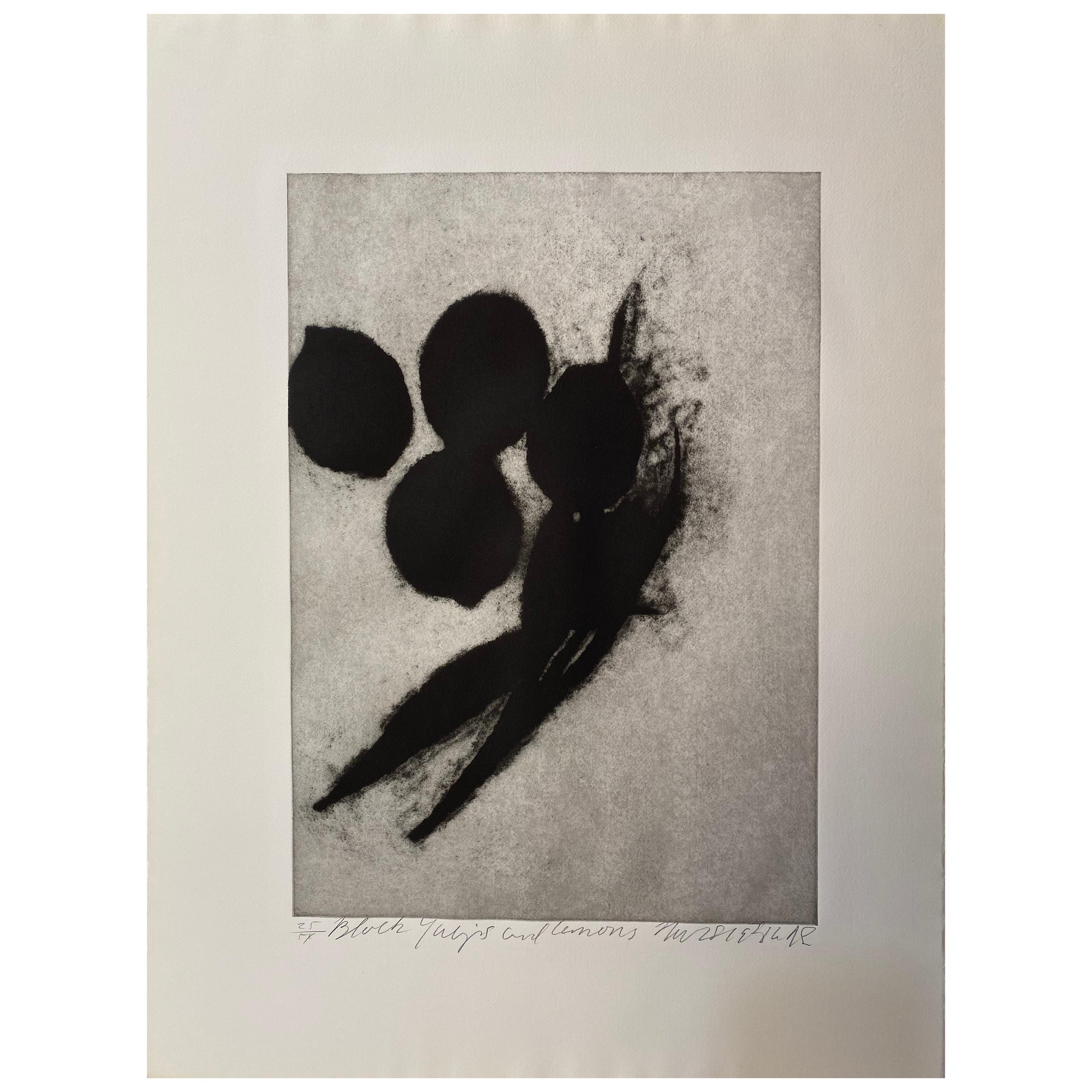Donald Keith Sultan Etching Black Tulips and Lemons, 1986