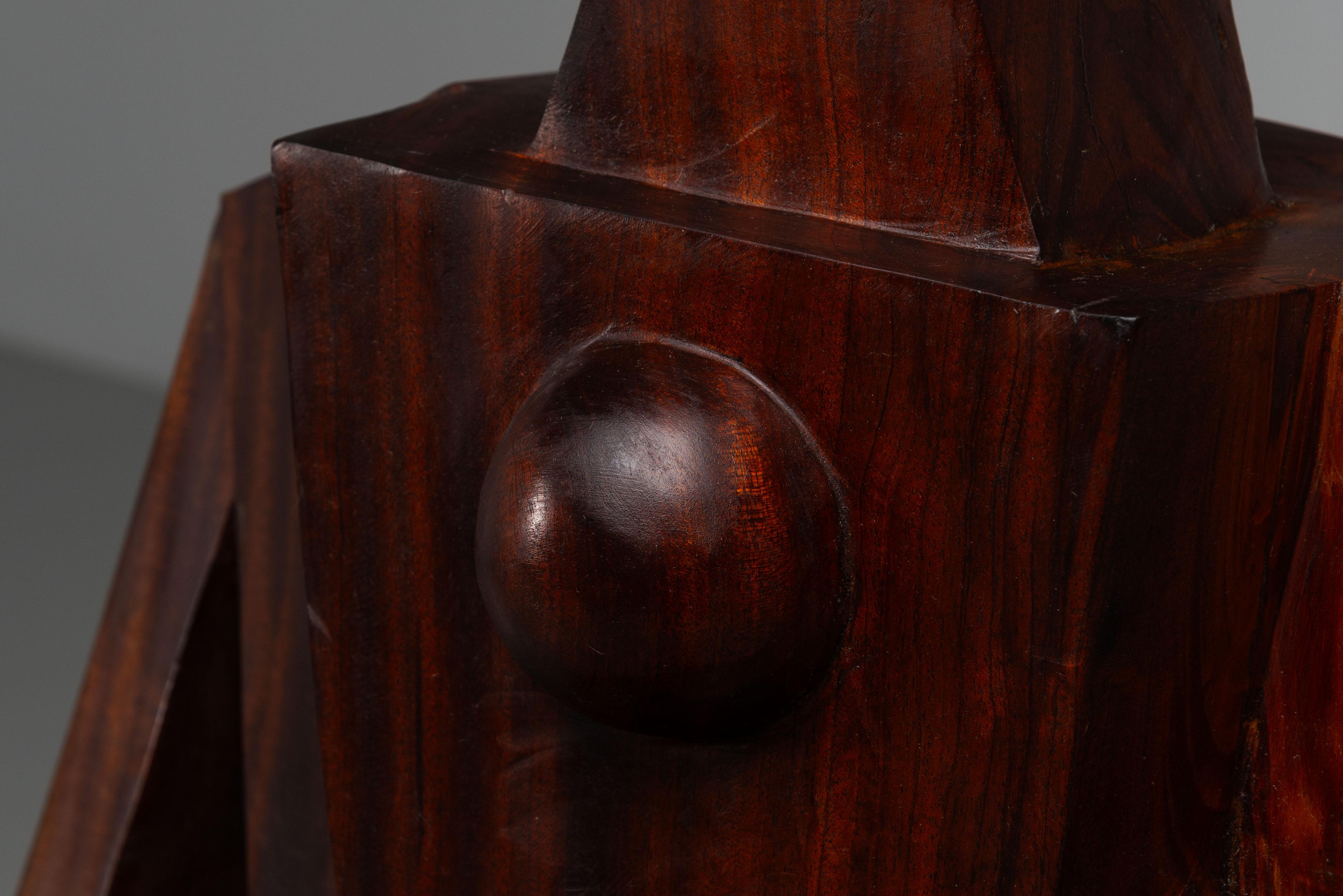 Legno massiccio Laborie Donald scultura cubista Francia 1988 in vendita