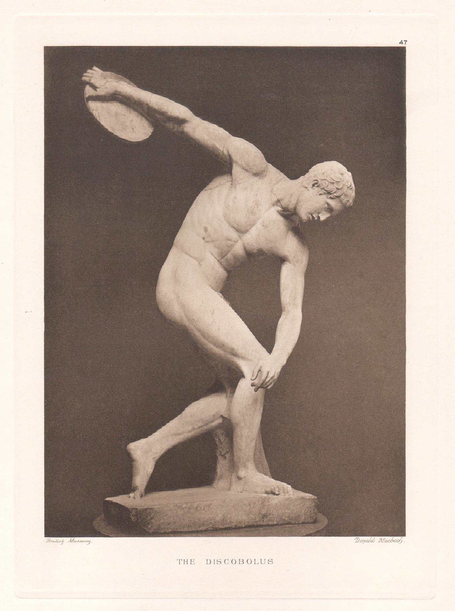 Portrait Print de Donald Macbeth - El Discóbolo, Museo Británico Antigüedad romana Escultura clásica Fotograbado