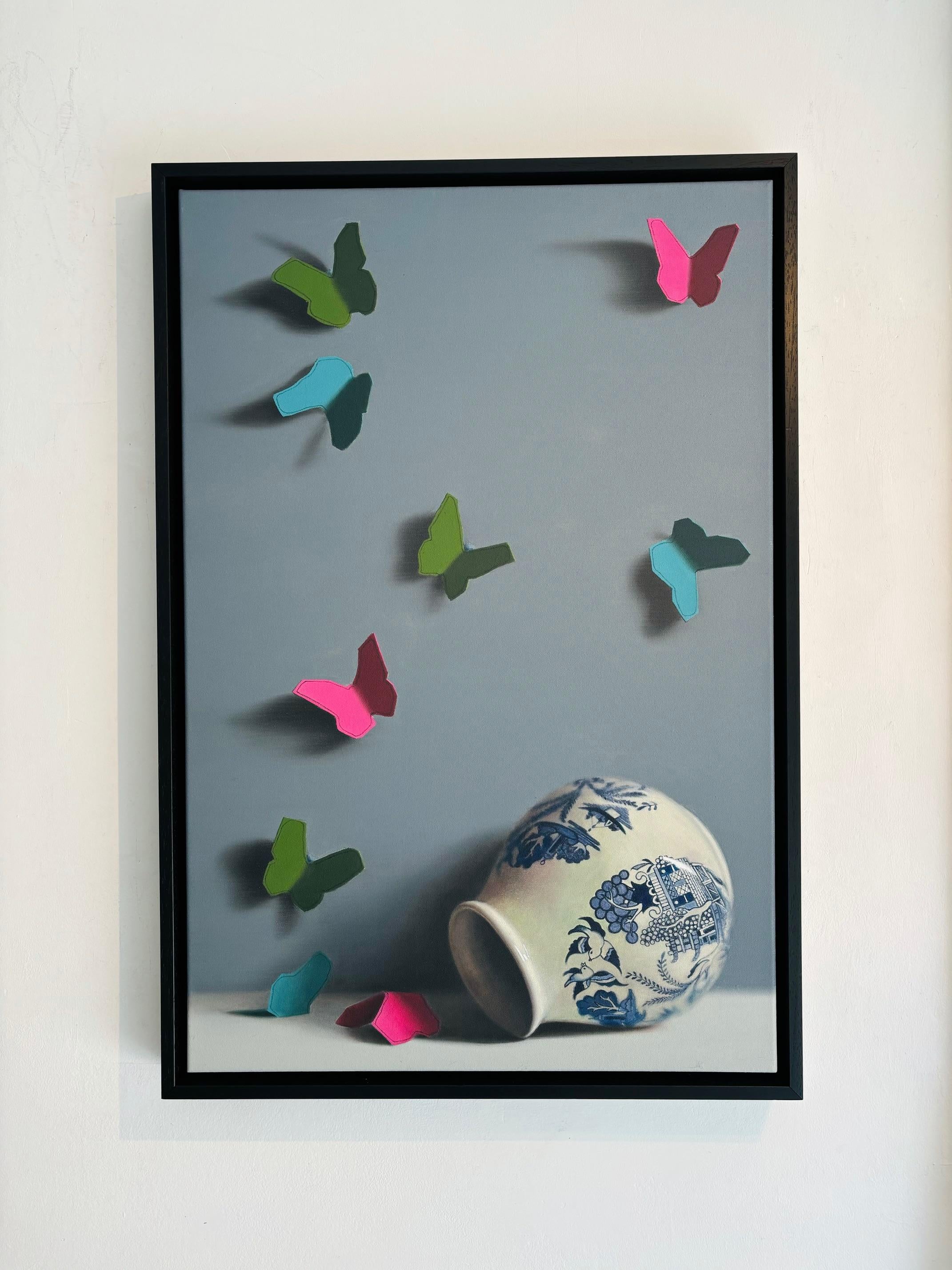 Cobalt Pot 2 - original still life surrealism painting - contemporary art - Painting by Donald Macdonald