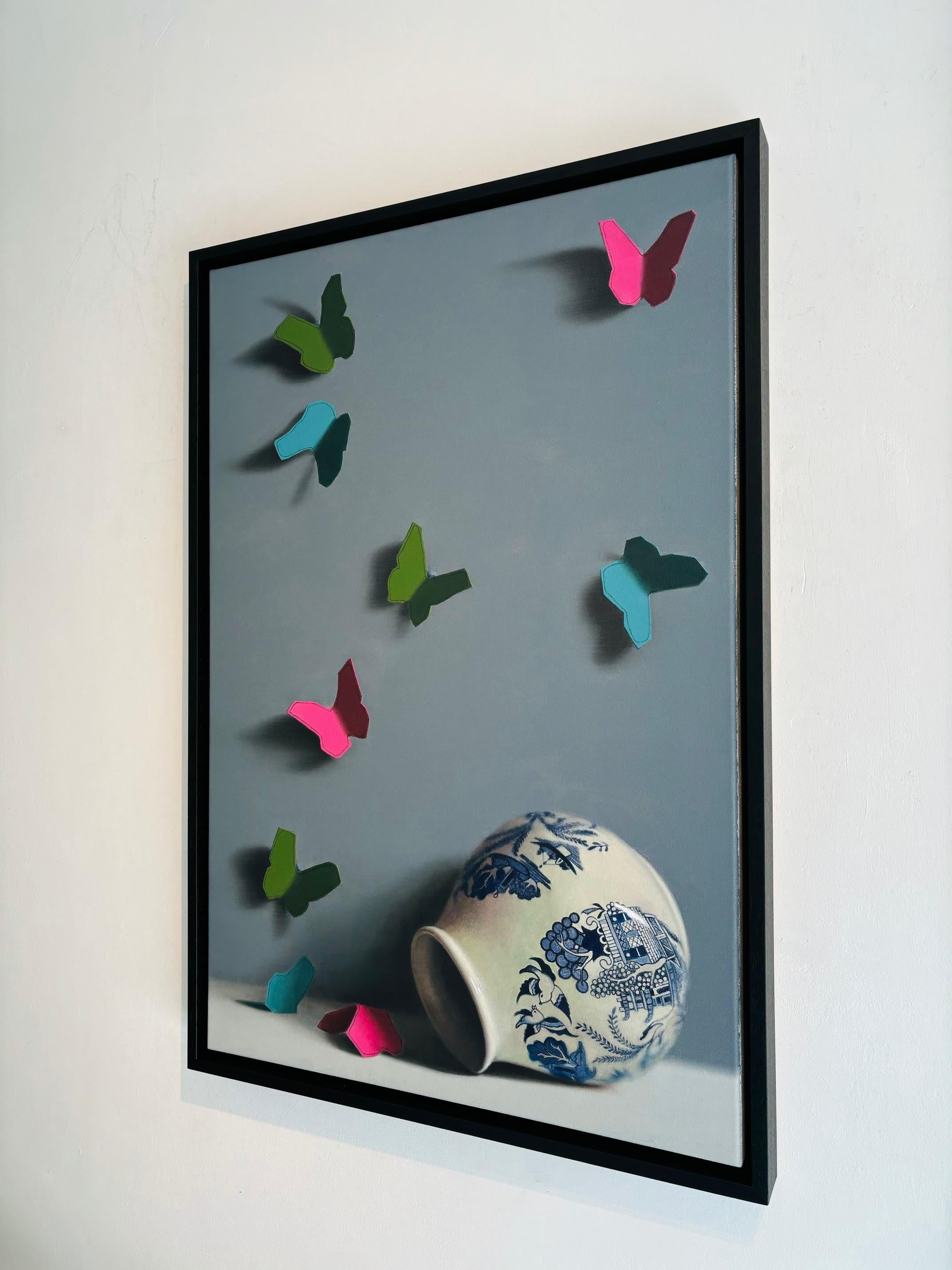 Cobalt Pot 2 - original still life surrealism painting - contemporary art - Surrealist Painting by Donald Macdonald