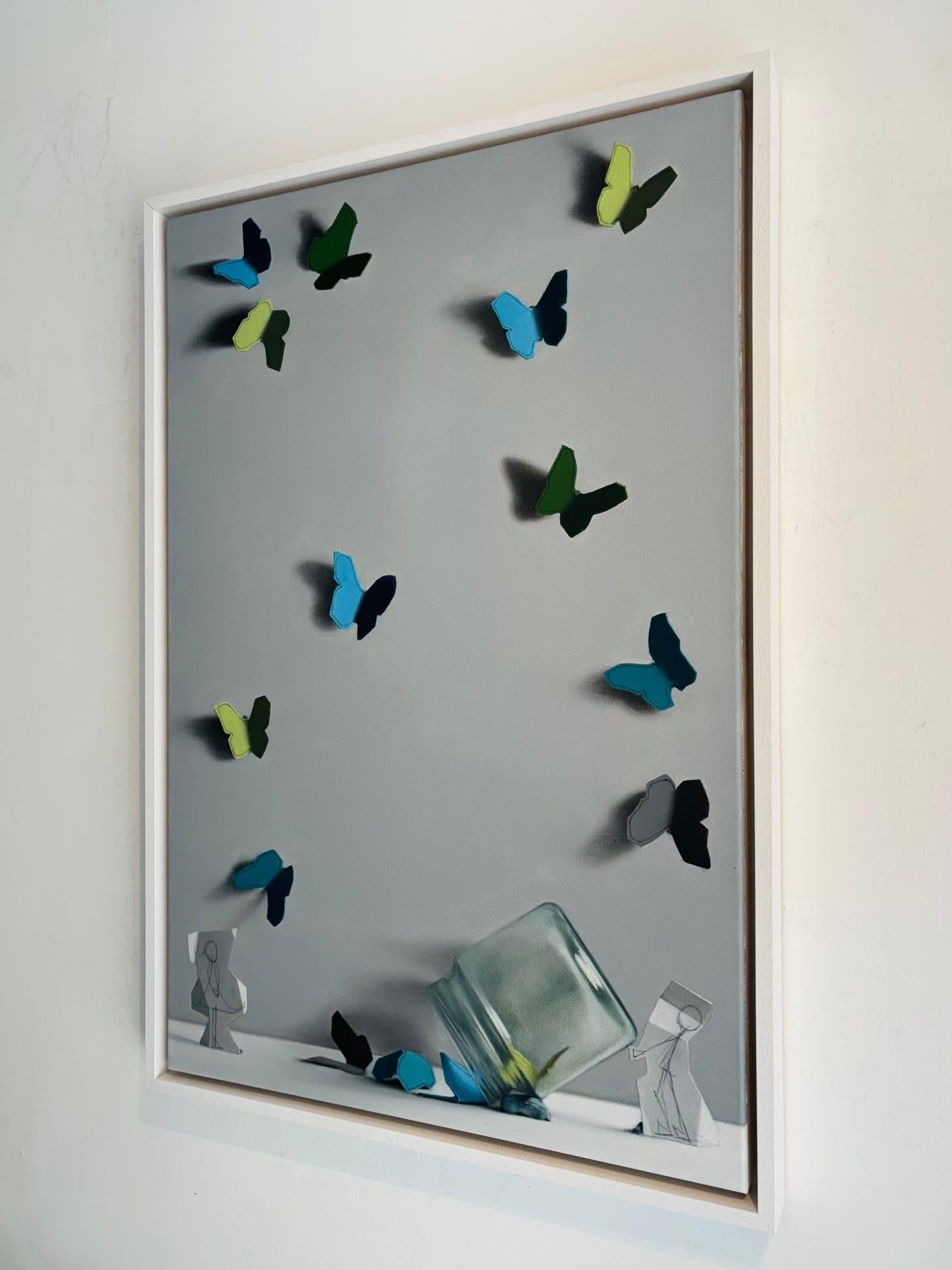 Green and Teal - original still life surrealism painting - contemporary art - Painting by Donald Macdonald