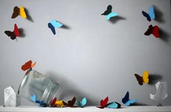 The Butterfly Giver - original still life surrealism painting - contemporary art