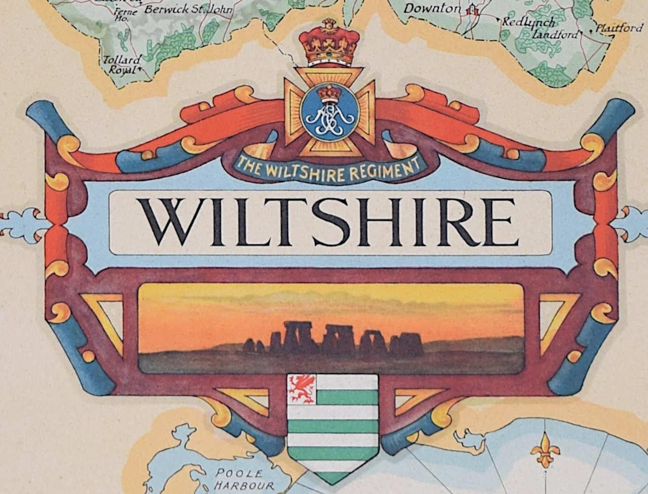 Wiltshire, original vintage map by Donald McCullough For Sale 2