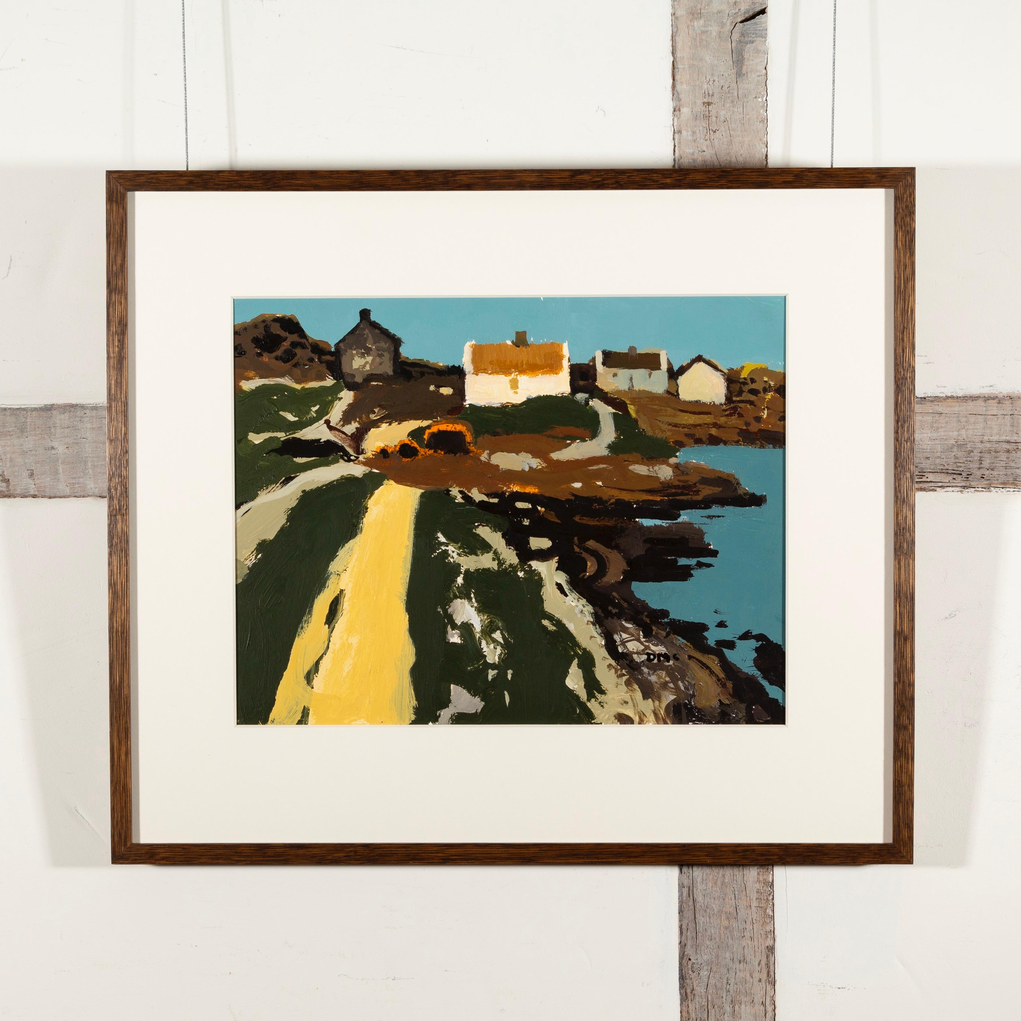 Ballinaboy (near Connemara), 1977, circa - Bright Acrylic Landscape Painting For Sale 1