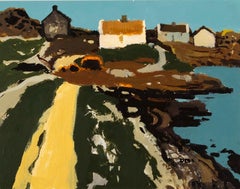 Ballinaboy (near Connemara), 1977, circa - Bright Acrylic Landscape Painting