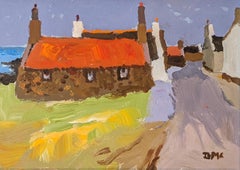 Colourful Modern British Welsh Landscape Painting 'Sandhaven' of cottage 