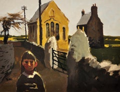 Girl And Chapel In North Wales Welsh Post Impressionist Colourist Oil Painting