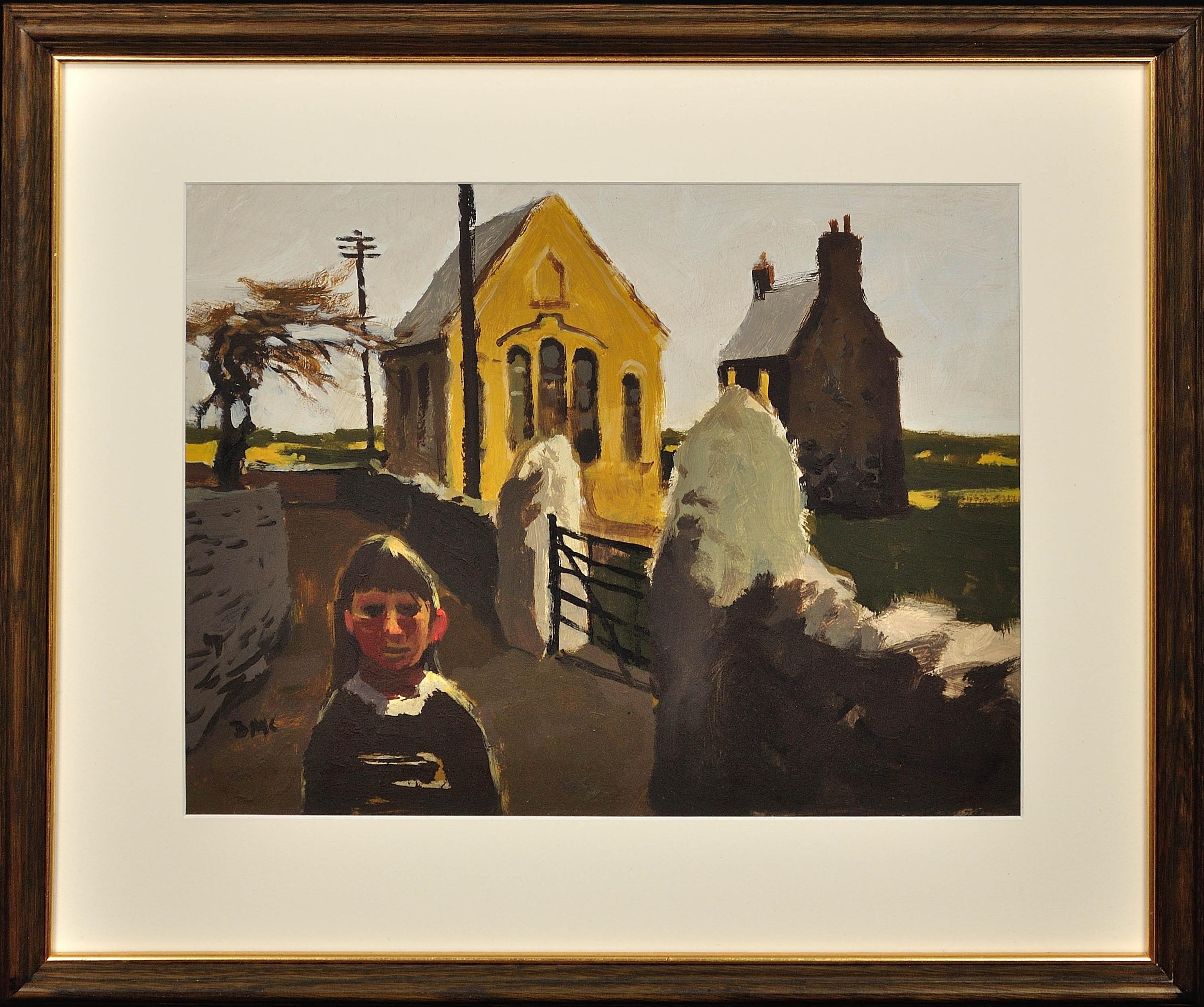 Donald McIntyre. Girl and Chapel, North Wales. Modern British. Rural Welsh Life.