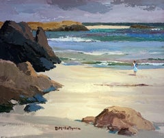 Figure in White - Beach Scene by Donald McIntyre - Acrylic