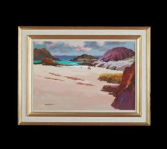 Grünes Meer, Port Ban Landschaftsgemälde des Meeres mit Figuren am Strand