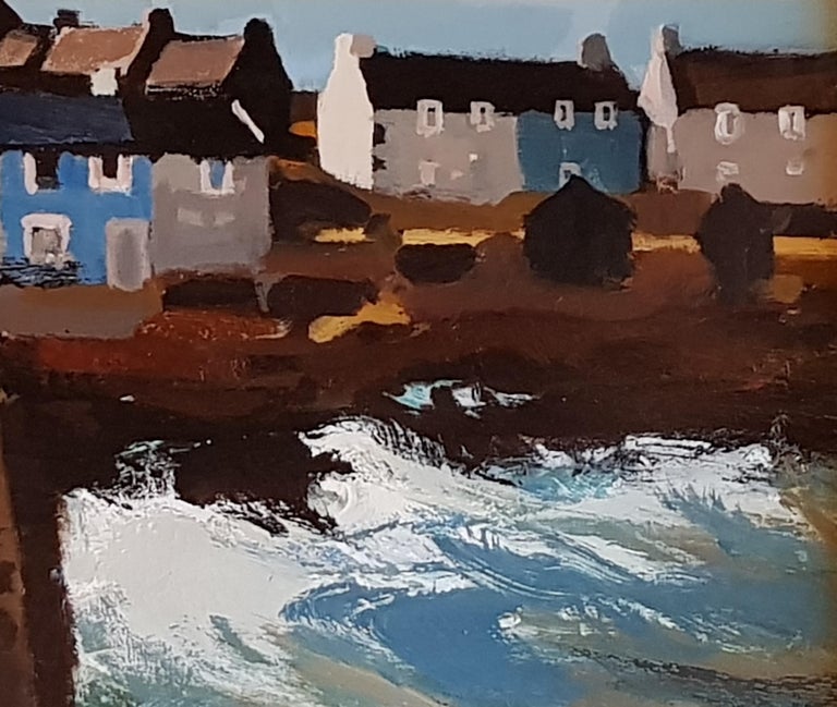 Donald McIntyre Modern British Seascape Painting 'Cottages by the