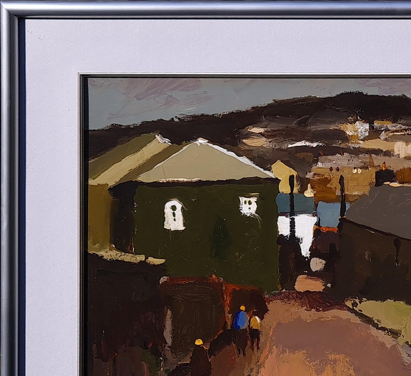 Mousehole, Cornualles - Landscape Painting Gris de Donald McIntyre