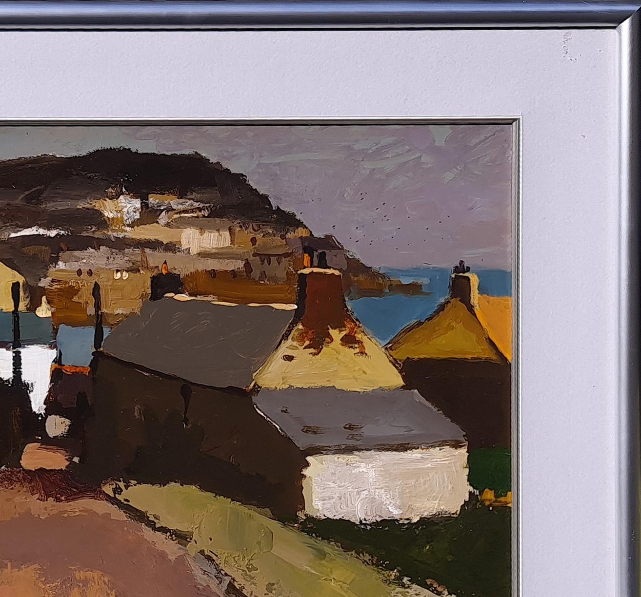 Mousehole, Cornwall - Gray Landscape Painting by Donald McIntyre